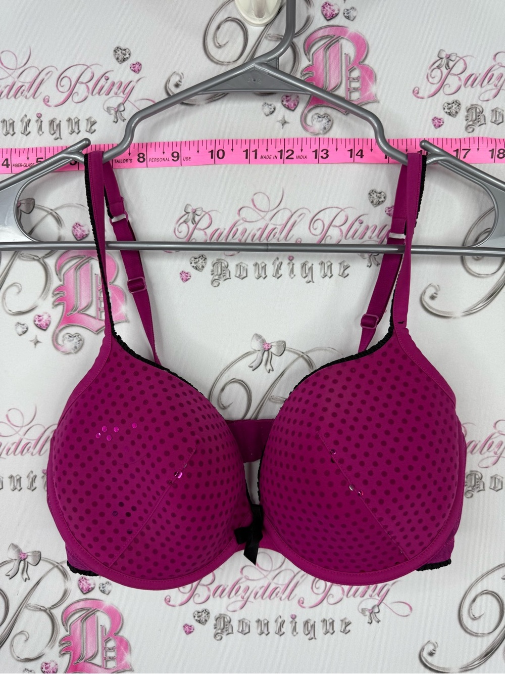 La SENZA Fuchsia Polka Dot T-Shirt Bra shiny shimmer dotted 34D